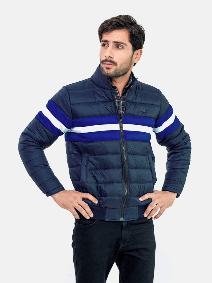 Blue & White Nylon Puffer Jacket