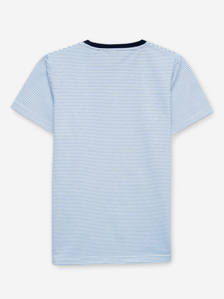 Blue & White Striped Crew Neck T-Shirt With Contrasting Rib Brumano Pakistan