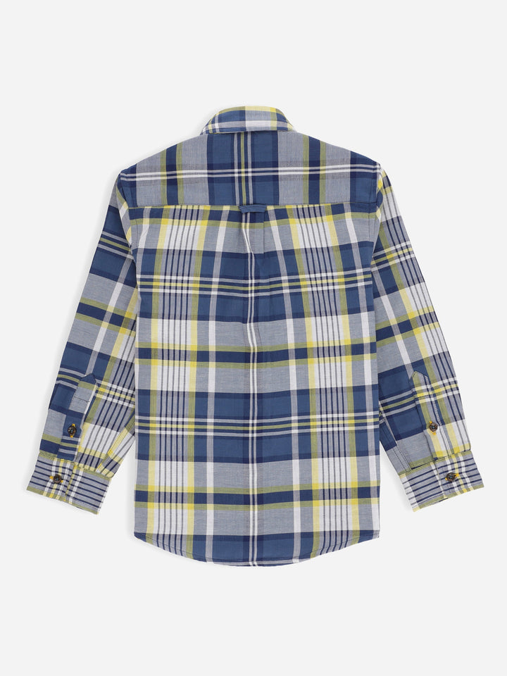 Blue & Yellow Windowpane Checkered Casual Shirt Brumano Pakistan