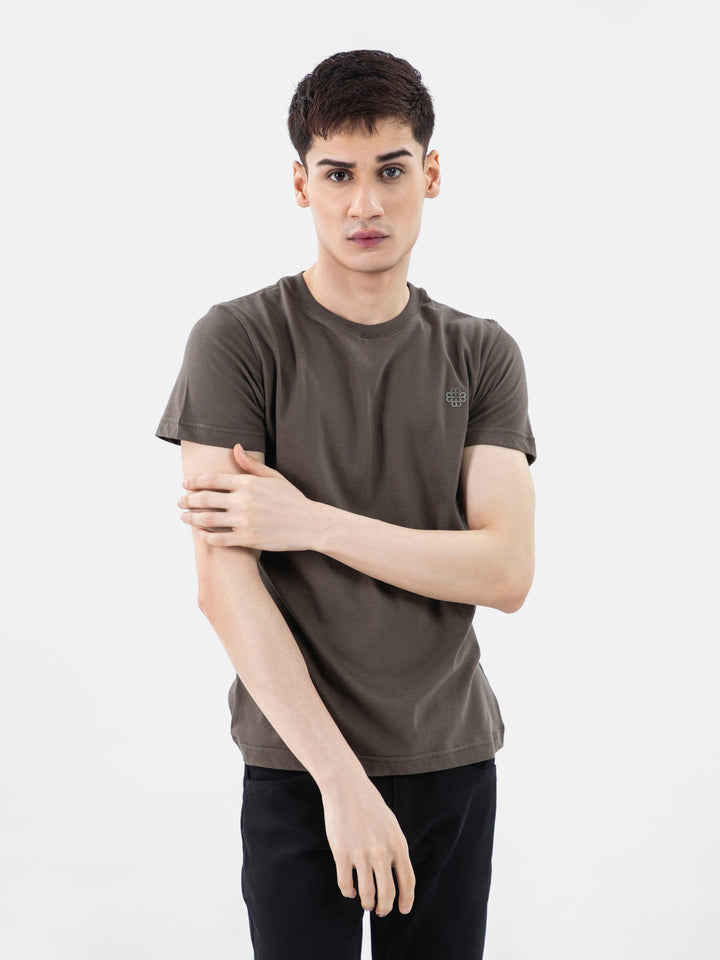 Brown 100% Combed Cotton Crew Neck T-Shirt Brumano Pakistan