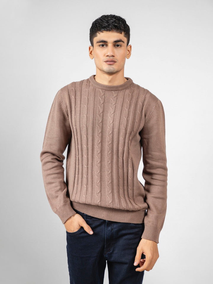 Brown Front Cable Knitted Jumper Brumano Pakistan