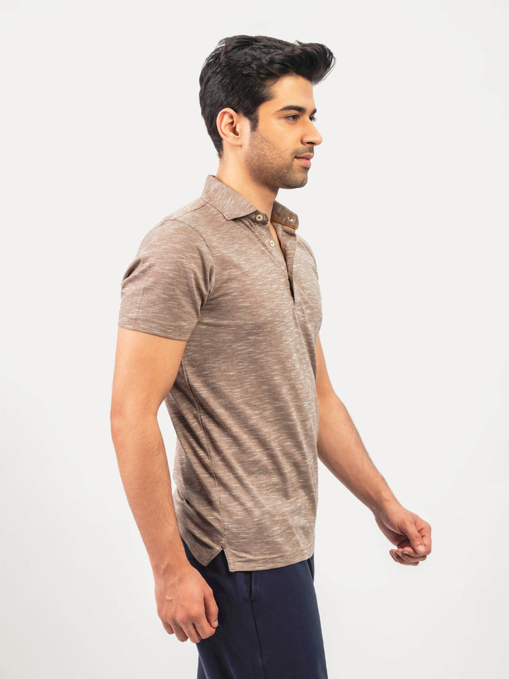 Brown Mercerized Pique Polo With Cutaway Collar Brumano Pakistan