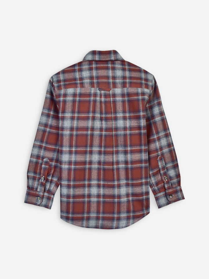 Brown & Grey Flannel Checkered Casual Shirt Brumano Pakistan