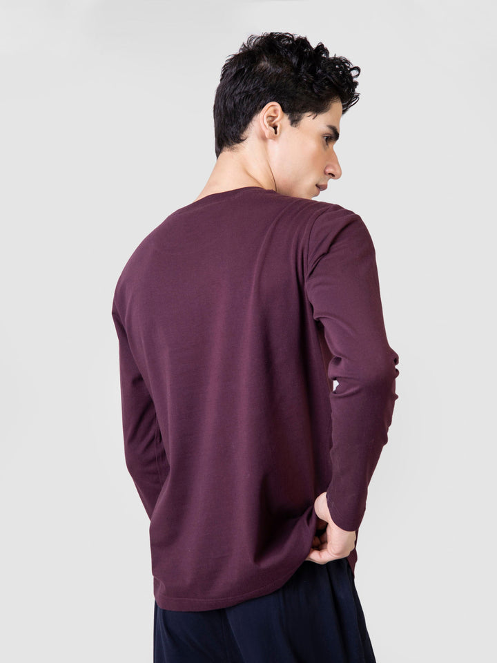 Burgundy Long Sleeve Crew Neck T-Shirt Brumano Pakistan