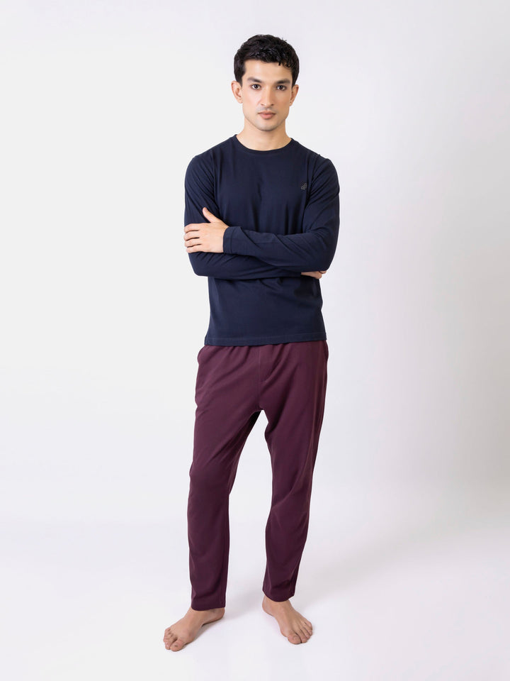 Burgundy Relax Fit Knitted Pajama Brumano Pakistan