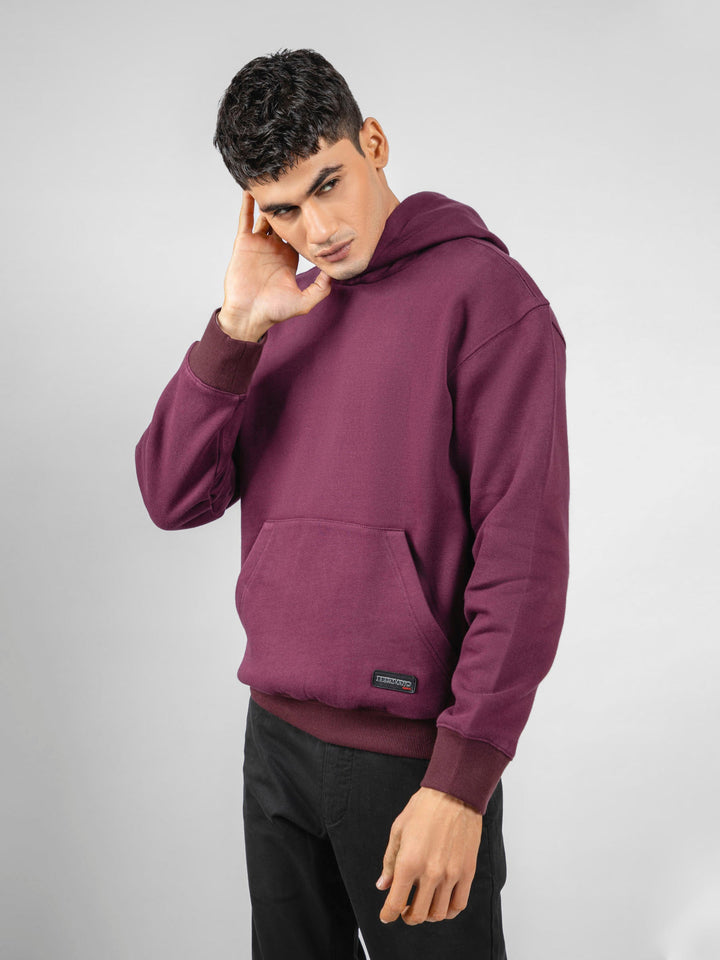 Burgundy Relaxed Fit Pullover Hoodie Brumano Pakistan