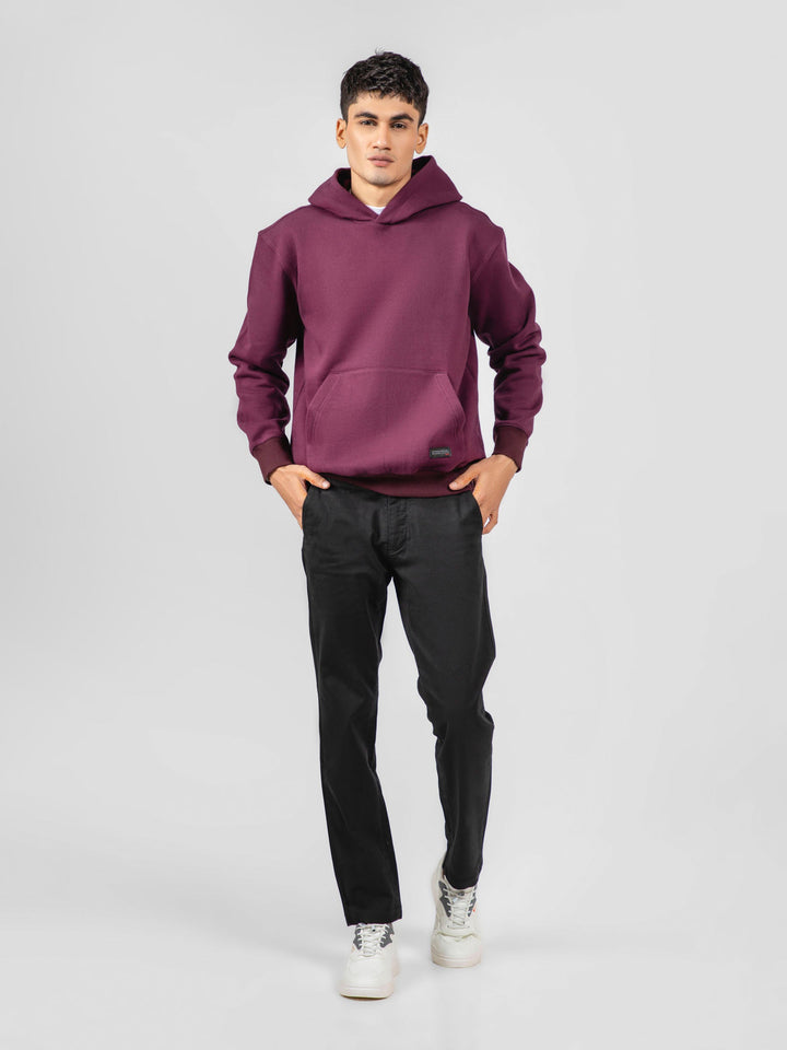 Burgundy Relaxed Fit Pullover Hoodie Brumano Pakistan