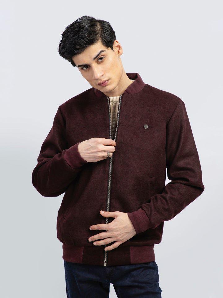 Burgundy Wool Bomber Jacket - Limited Edition Brumano Pakistan