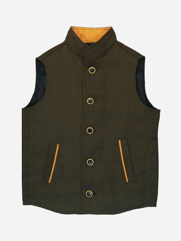 Cedar Brown Quilted Casual Sleeveless Vest Brumano Pakistan