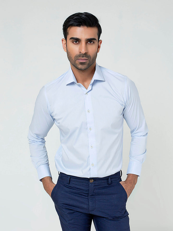 Classic Sky Blue Formal Satin Shirt Brumano Pakistan