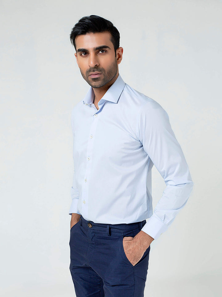 Classic Sky Blue Formal Satin Shirt Brumano Pakistan