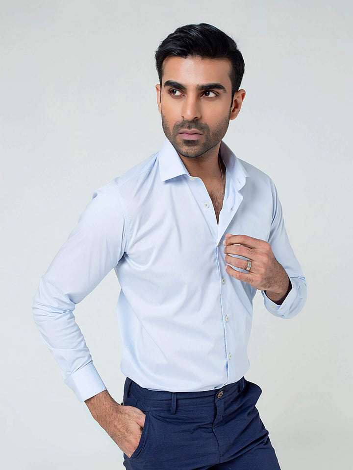 Classic Sky Blue Formal Satin Shirt Brumano Pakistan