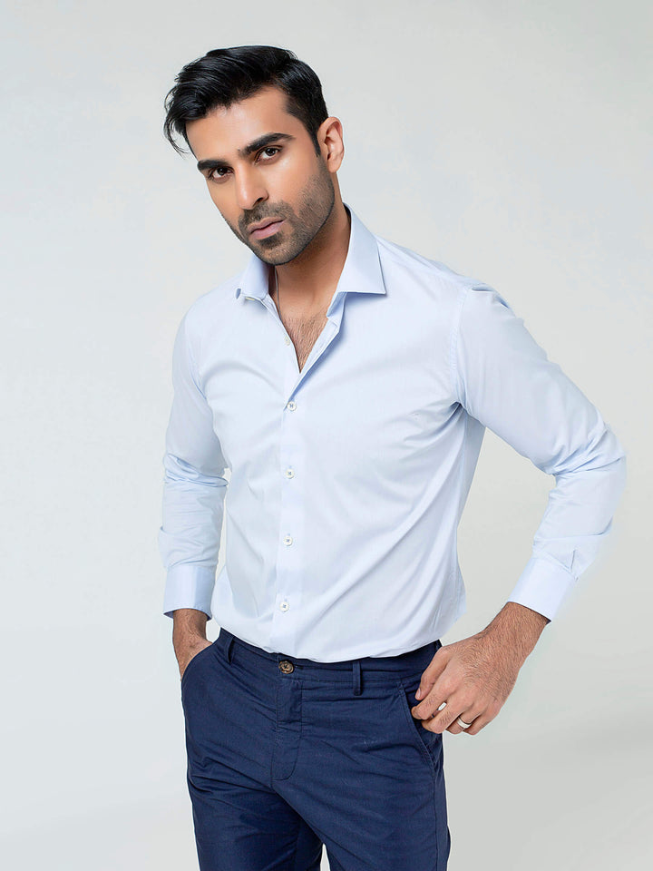 Classic Sky Blue Formal Satin Shirt Brumano Pakistan