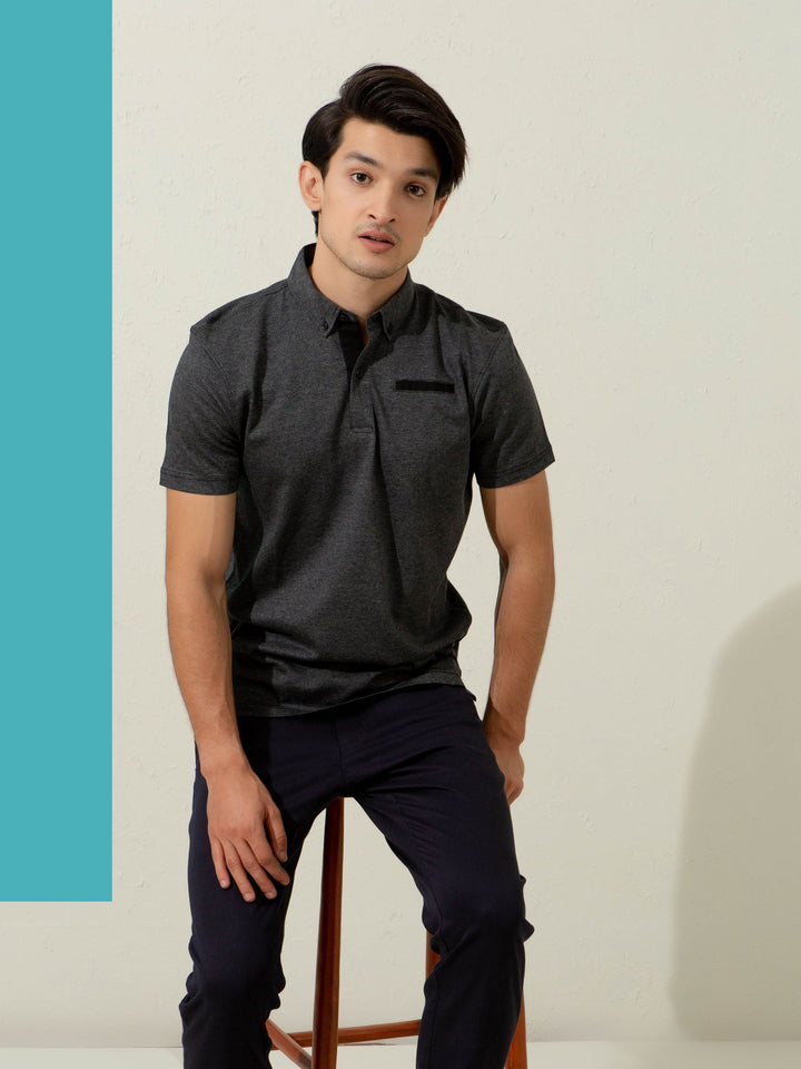 Dark Grey Mercerized Polo Shirt Brumano Pakistan