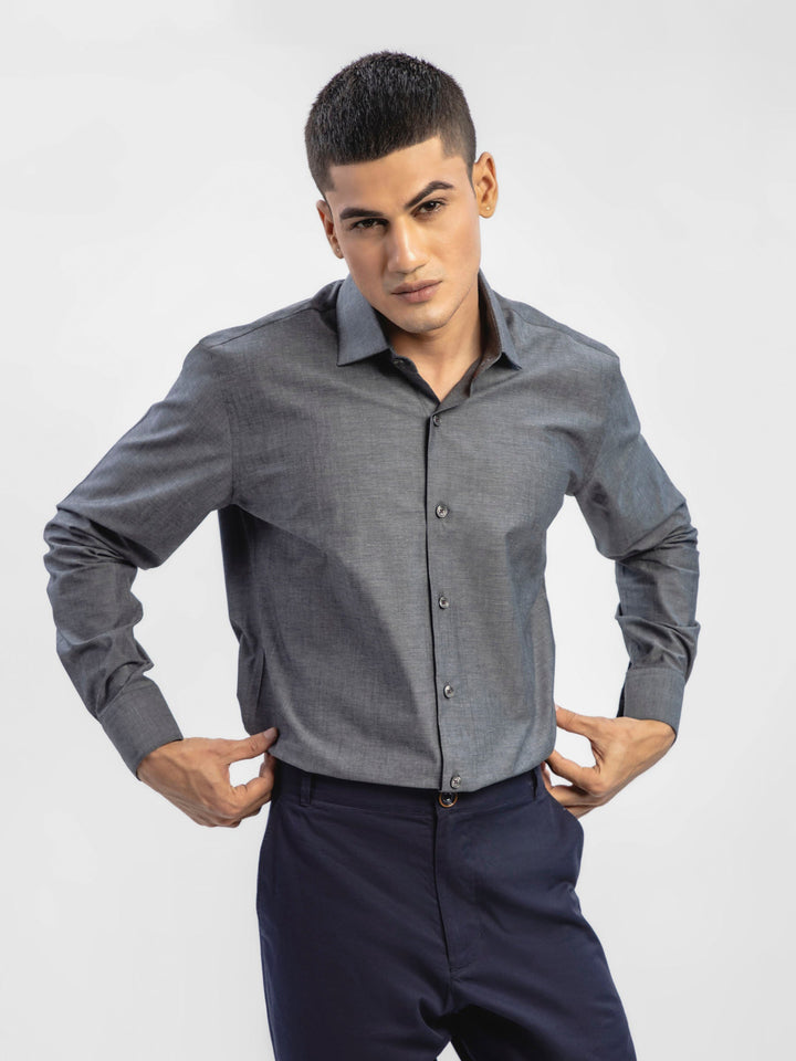 Dark Grey Melange Formal Shirt Brumano Pakistan