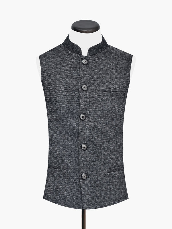 Dark Grey Wool Checkered Waistcoat