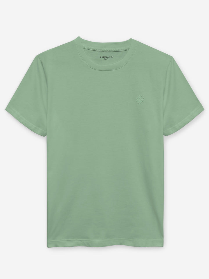 Green 100% Combed Cotton Crew Neck T-Shirt Brumano Pakistan