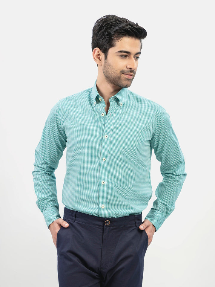 Green Gingham Button Down Shirt Brumano Pakistan