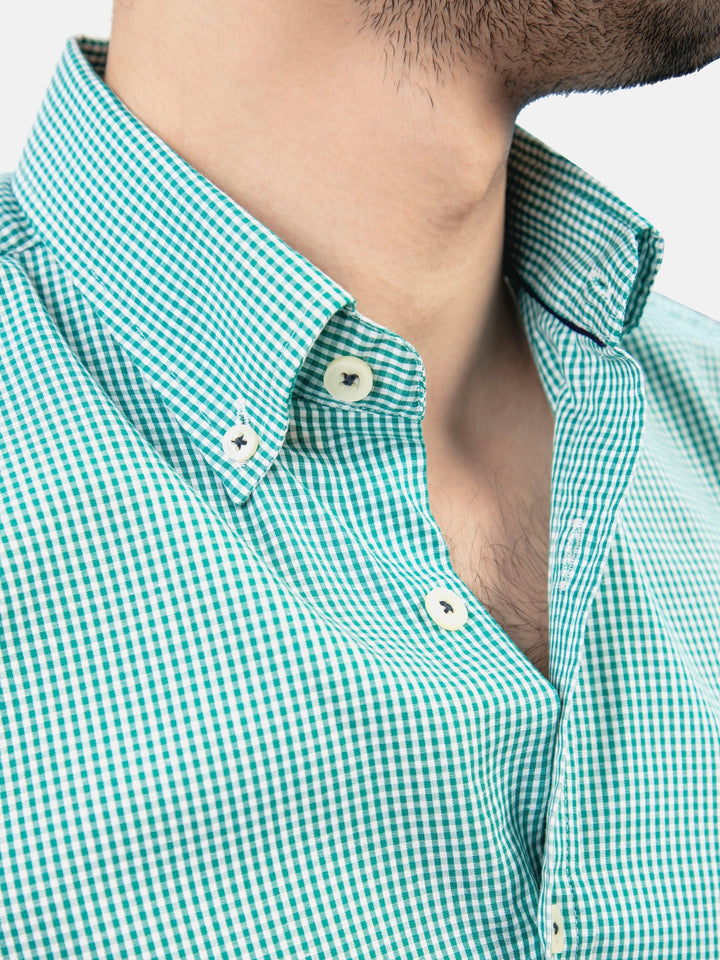 Green Gingham Button Down Shirt Brumano Pakistan