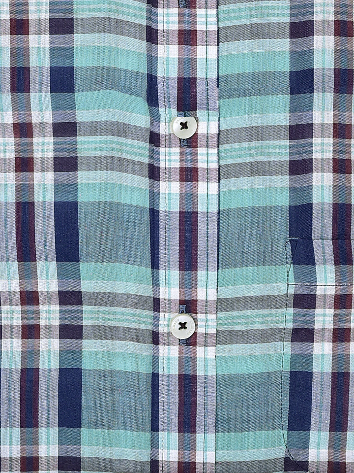 Green Tartan Plaid Light Weight Seersucked Shirt Brumano Pakistan