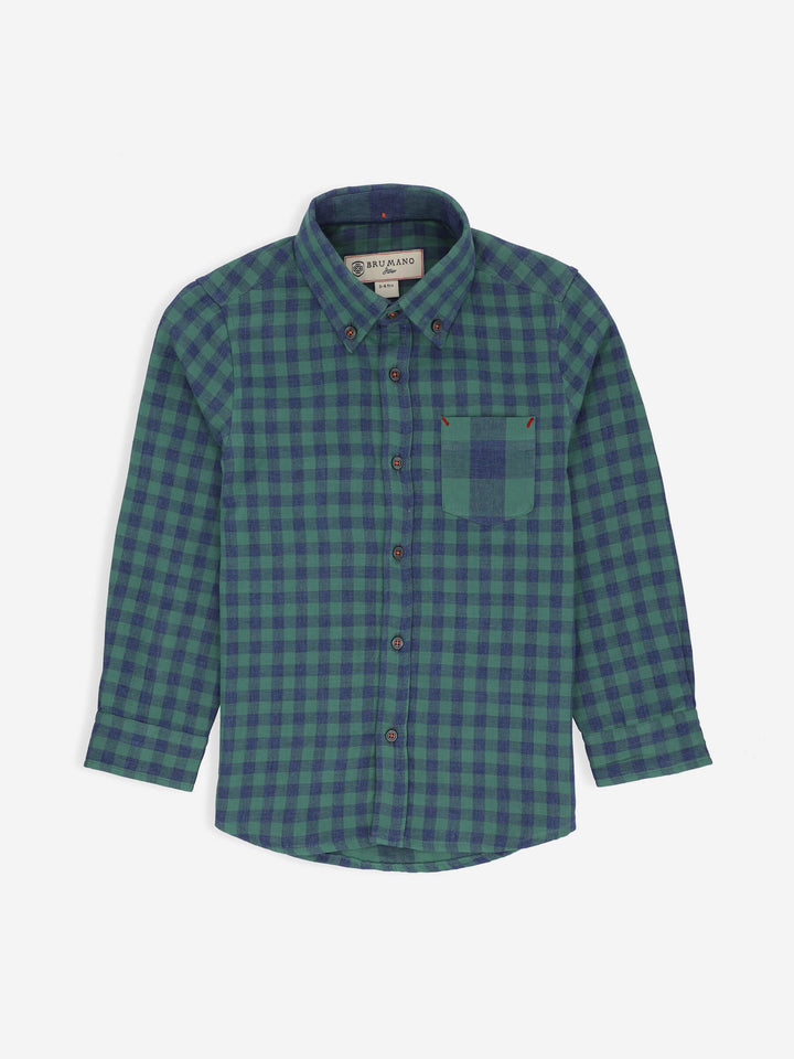 Green & Blue Gingham Casual Shirt Brumano Pakistan