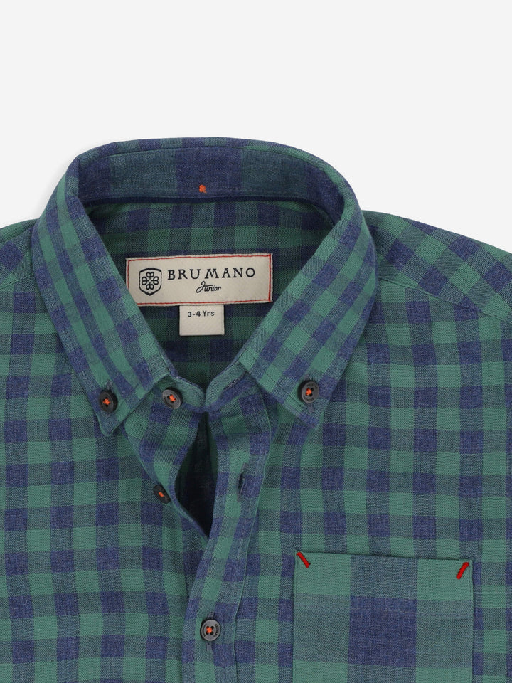 Green & Blue Gingham Casual Shirt Brumano Pakistan