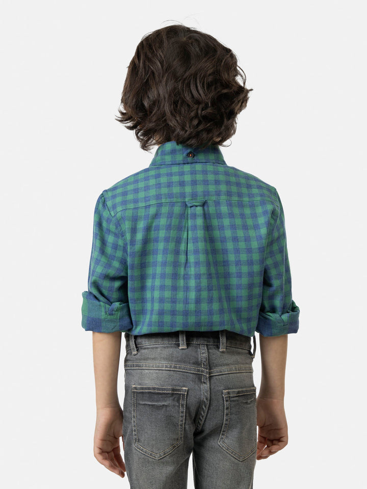 Green & Blue Gingham Casual Shirt Brumano Pakistan