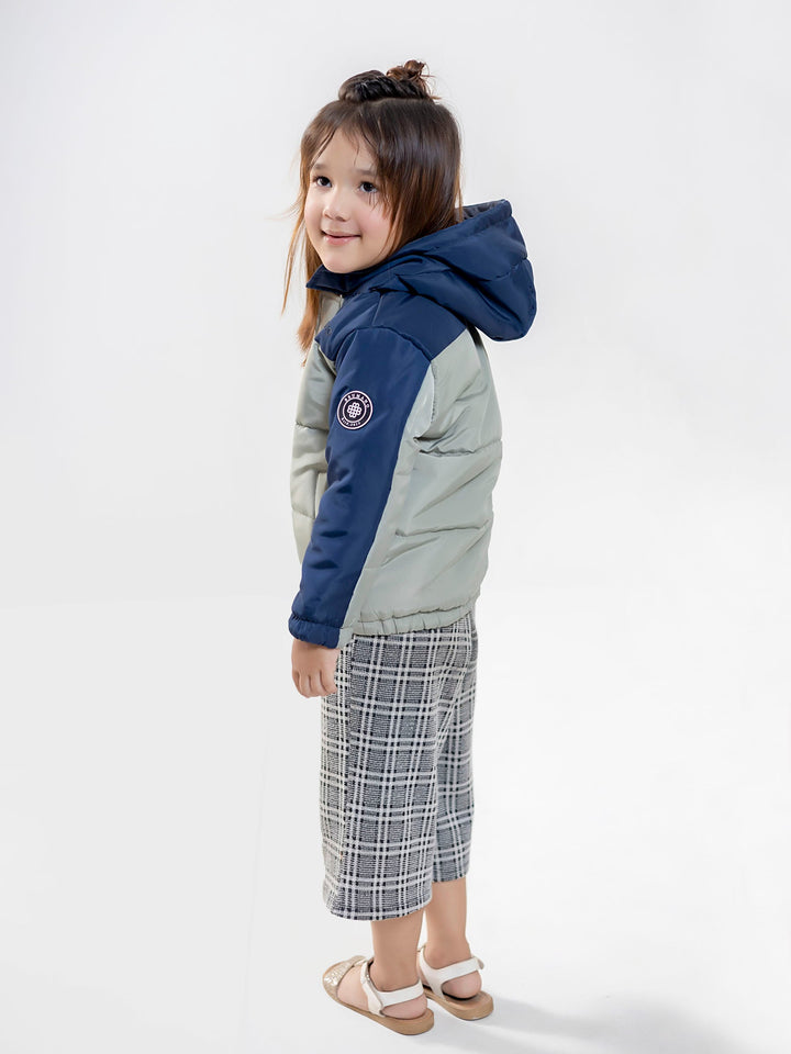 Green & Navy Blue Casual Jacket With Hoodie - Unisex Brumano Pakistan