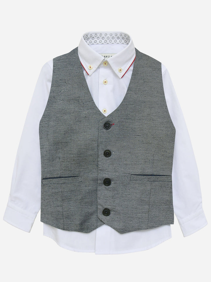 Grey Chambray Suit Waistcoat Brumano Pakistan