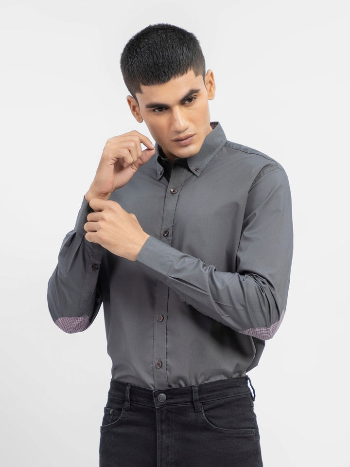 Grey Button Down Shirt With Collar Detailing Brumano Pakistan