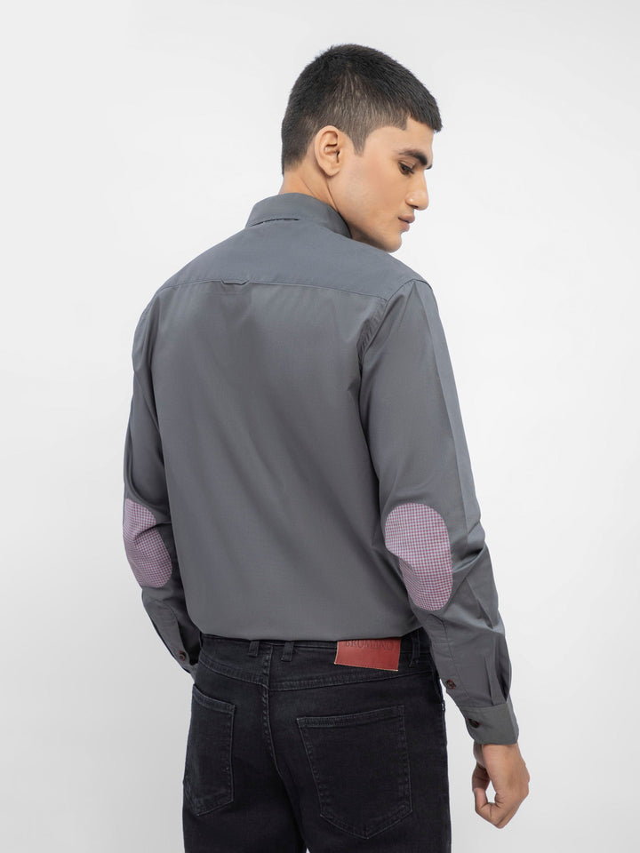 Grey Button Down Shirt With Collar Detailing Brumano Pakistan