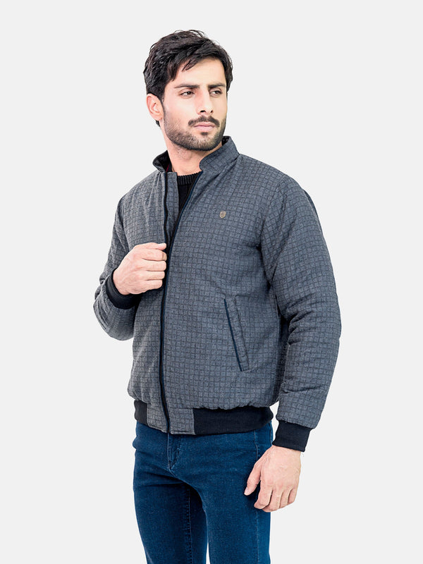 Grey Checkered Quilted Jacket Brumano Pakistan