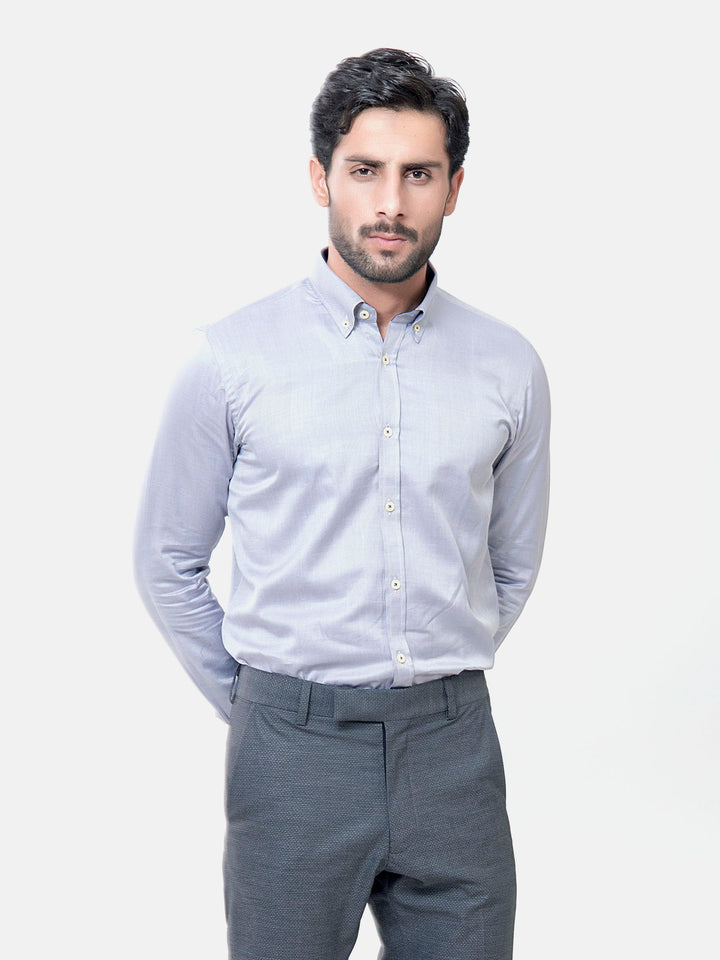 Grey Herringbone Button Down Formal Shirt Brumano Pakistan