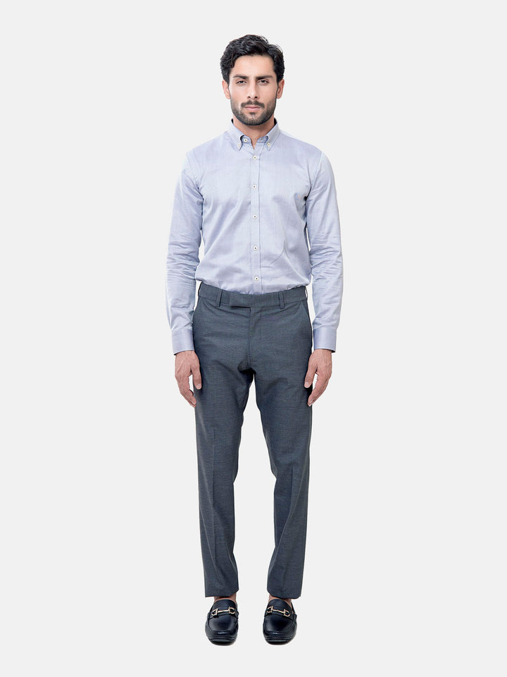 Grey Herringbone Button Down Formal Shirt Brumano Pakistan