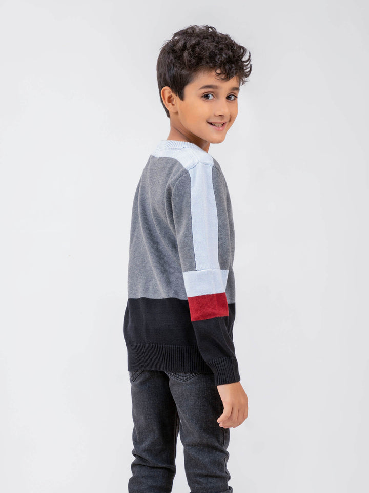 Grey Multi Color Crew Neck Casual Jumper Brumano Pakistan 