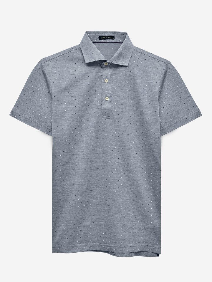 Grey Polka Dot Mercerized Polo With Cutaway Collar Brumano Pakistan