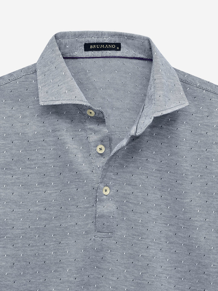 Grey Polka Dot Mercerized Polo With Cutaway Collar Brumano Pakistan