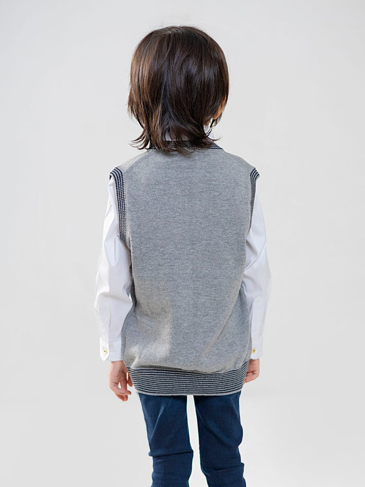 Grey Sleeveless Casual Sweater Brumano Pakistan