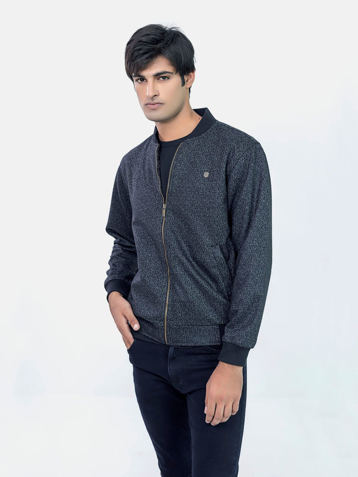 Grey & Black Wool Blended Bomber Jacket - Limited Edition Brumano Pakistan