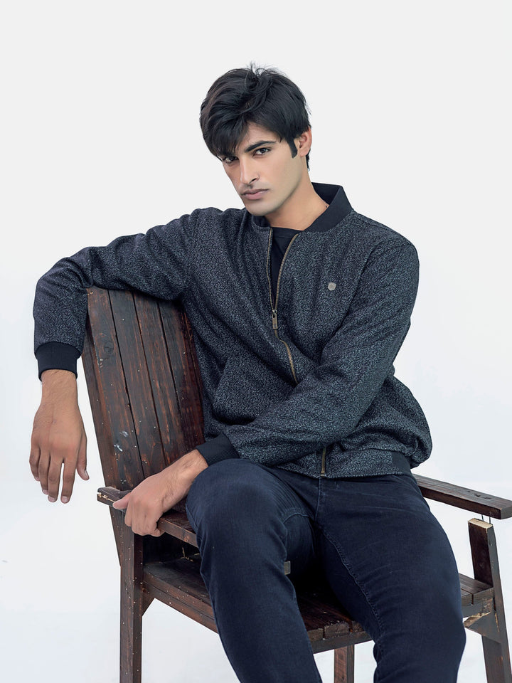 Grey & Black Wool Blended Bomber Jacket - Limited Edition Brumano Pakistan