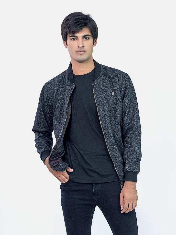 Grey & Black Wool Blended Bomber Jacket - Limited Edition Brumano Pakistan