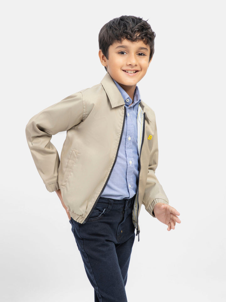 Khaki Cotton Twill Casual Collar Jacket Brumano Pakistan