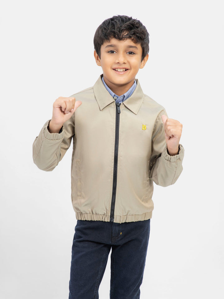 Khaki Cotton Twill Casual Collar Jacket Brumano Pakistan