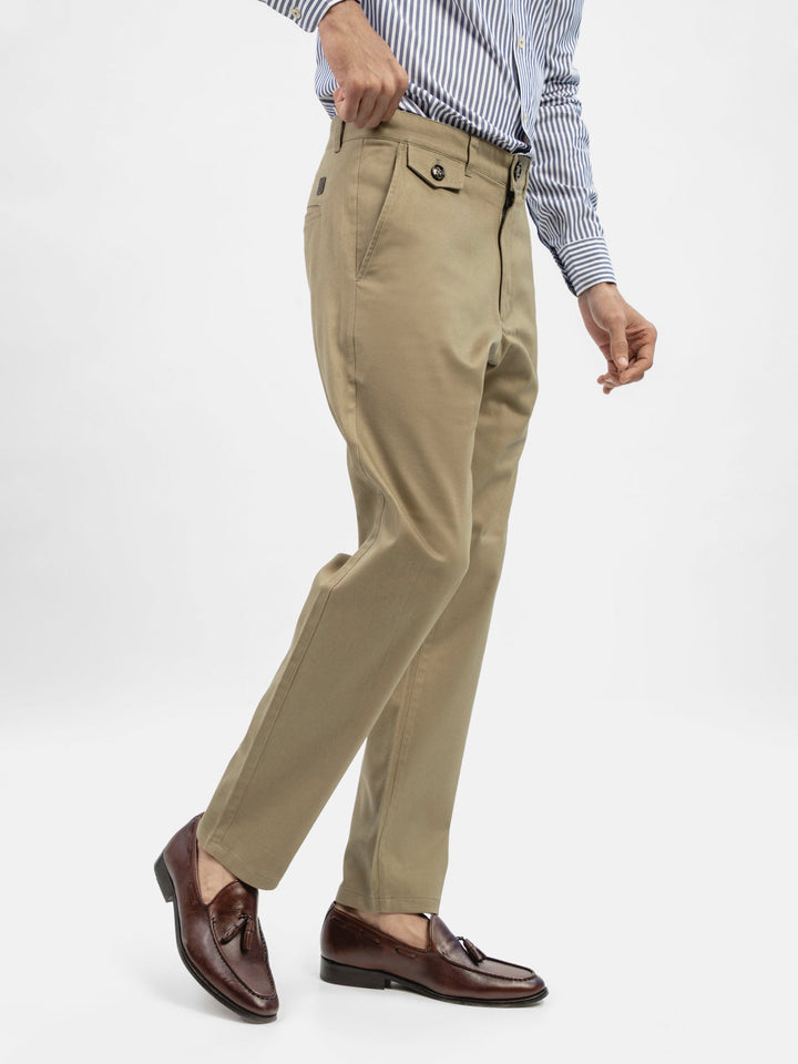 Khaki Structured Casual Fit Chinos Brumano Pakistan