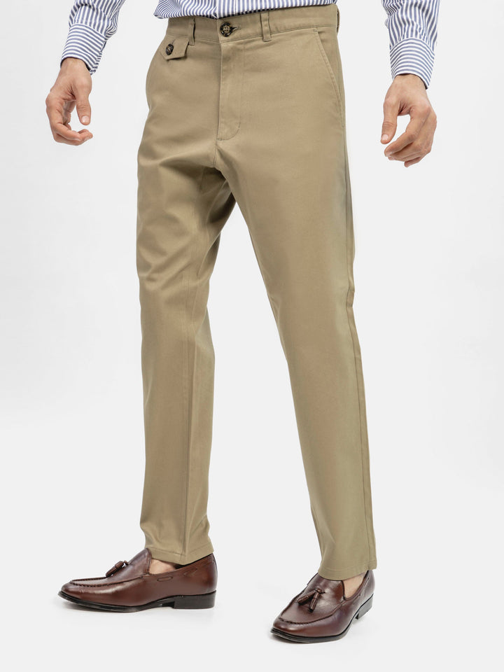 Khaki Structured Casual Fit Chinos Brumano Pakistan