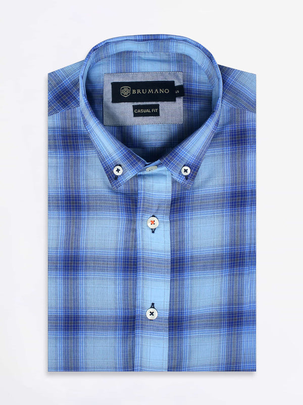 Light Weight Blue Checkered Shirt Brumano Pakistan