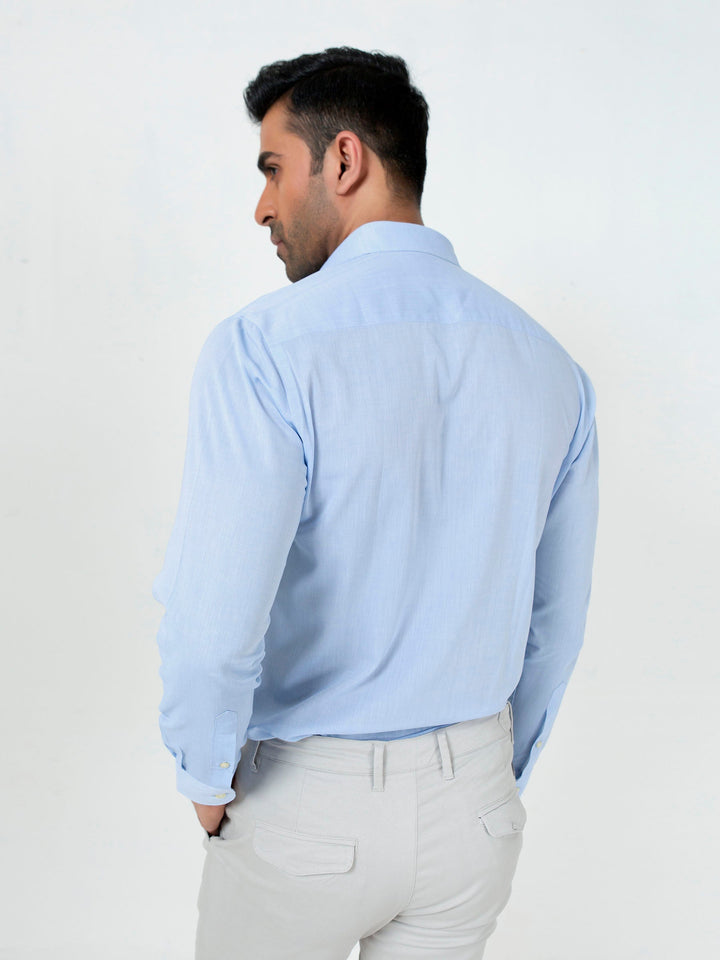 Light Blue Formal Button Down Shirt With Collar Detailing