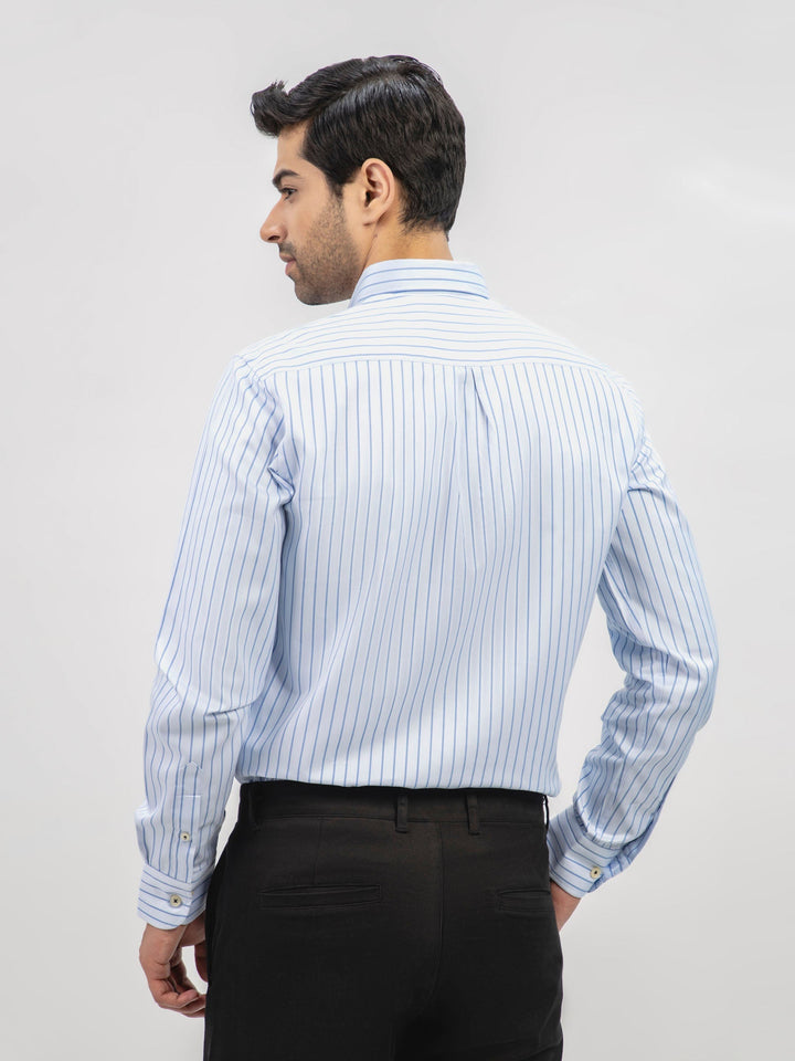 Light Blue Herringbone Striped Formal Shirt Brumano Pakistan