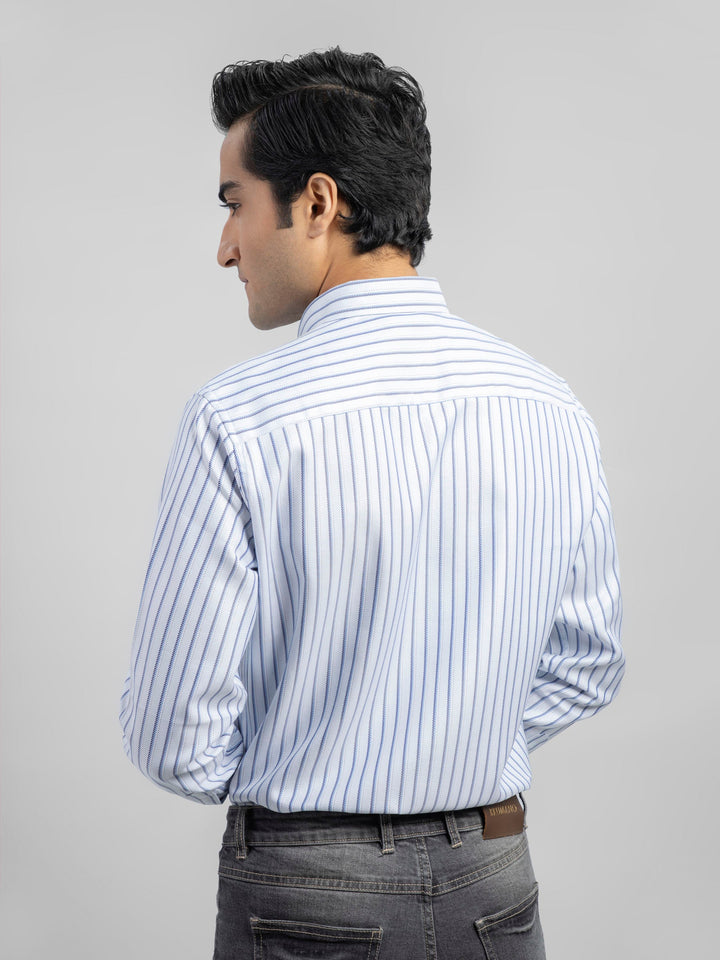 Sky Blue Striped Structured Formal Shirt Brumano Pakistan