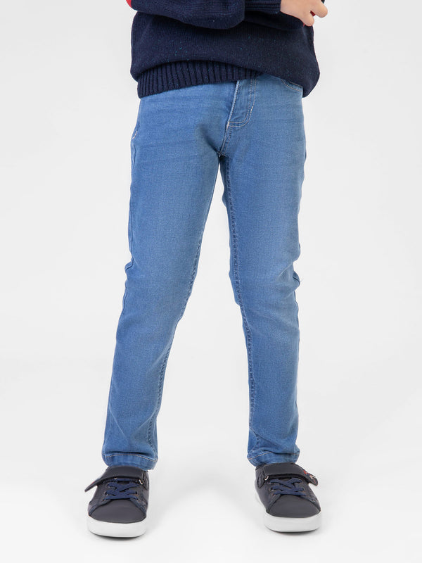 Light Blue Slimfit Casual Jeans With Detailing - Junior Brumano Pakistan